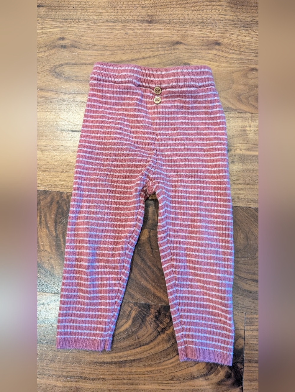 Zara Pink and White Ribbed Stripe Leggings